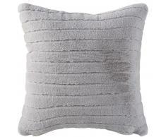 Coussin imitation fourrure grise &agrave; rayures cisel&eacute;es 140x180