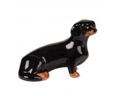 Statuette chien en porcelaine noire H7