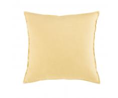 Coussin en lin lavé jaune 60x60