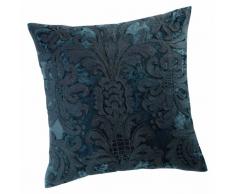 Coussin en velours et laine brod&eacute; bleu 45 x 45 cm PERUGE