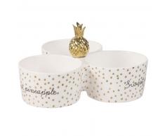 Bol apéritif 3 compartiments en porcelaine blanche