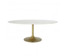 Table à manger 4/6 personnes en marbre et métal L200 Manisa