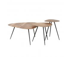 Tables gigognes en acacia et métal noir Gingerall