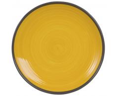 Assiette plate en faïence jaune