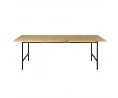 Table à manger 10 personnes en chêne massif et métal noir L225 Magnus