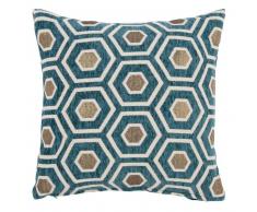 Housse de coussin verte motifs graphiques 40x40