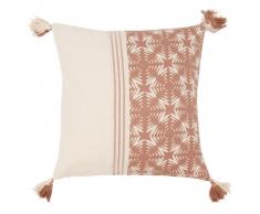 Housse de coussin en coton rose et écru 40x40