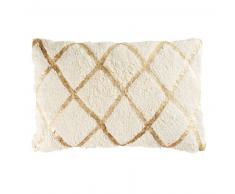 Coussin en coton blanc motifs graphiques dorés 40x60