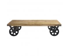 Table basse à roulettes en manguier et métal Gare du Nord