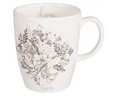 Mug en faïence imprimé floral noir et rose