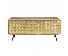 Buffet 3 portes en manguier massif et métal effet doré Gatsby