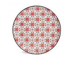 Assiette à dessert en faïence à fleurs rouges SEVILLE