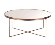 Table basse ronde avec miroir en métal cuivré Comete