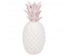 Statuette ananas en porcelaine blanche et rose H23