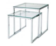 Tables gigognes en verre et métal Lexington