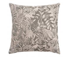 Housse de coussin tissé jacquard motif feuillage 40x40