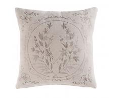 Coussin en velours gris motif floral 45x45