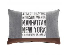Coussin en coton gris et marron 40 x 60 cm STREET GRAPHIC