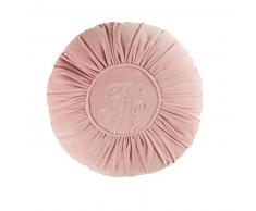 Coussin rond en velours rose D45