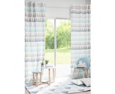 Rideau à œillets en coton bleu 110 x 250 cm TRENDY