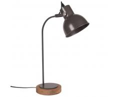 Lampe en pin et métal noir perforé