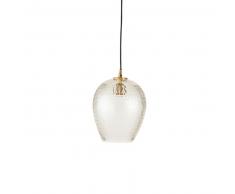 Suspension en verre ciselé teinté rose