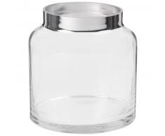 Vase en verre transparent et argent&eacute; H13