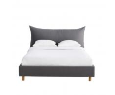 Lit 160x200 avec sommier &agrave; lattes gris Fergus