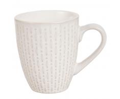 Mug en grès écru à motifs