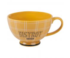 Bol en porcelaine jaune et blanche motifs &agrave; carreaux