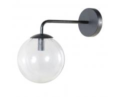 Applique globe en verre et métal noir