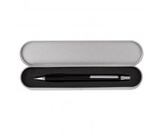 Coffret stylo à bille en métal noir et argenté