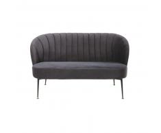 Banquette 2 places en velours gris Arielle