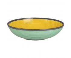 Assiette creuse en faïence jaune et verte
