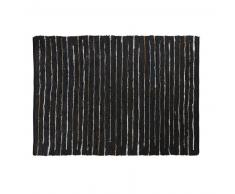 Tapis en cuir de vache et coton motifs à rayures 160x230
