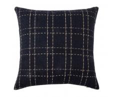 Housse de coussin brodée bleu nuit et dorée 40x40