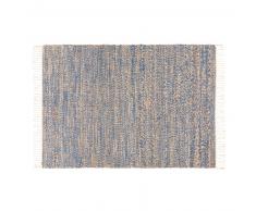 Tapis tressé en jute et coton bleu 140x200