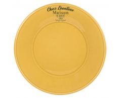 Assiette plate en faïence jaune