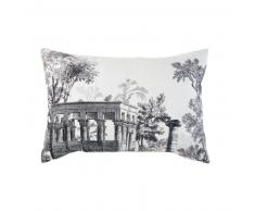 Coussin en coton blanc imprim&eacute; paysage gris 35x50