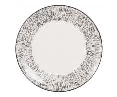 Assiette &agrave; dessert en fa&iuml;ence blanche &agrave; pois MEKONG