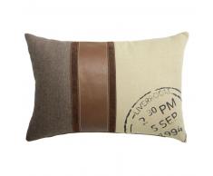 Coussin en coton et cuir de bison 40x60cm LIVERTWEED