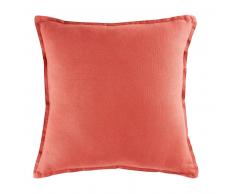 Coussin en lin lavé rouge carmin 45x45