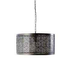 Suspension en m&eacute;tal cisel&eacute; noire D 50 cm GAIA