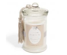 Bougie en verre parfum ambre blanche H 15 cm CLASSIQUE