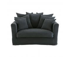 Canapé-lit 1/2 places en lin gris charbon Bartholomé