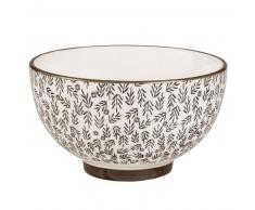 Bol en fa&iuml;ence motif floral noir