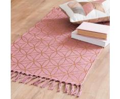 Tapis en coton rose imprim&eacute; dor&eacute;s 50X80