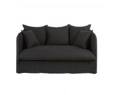 Canapé-lit 2 places en lin lavé gris charbon Louvre