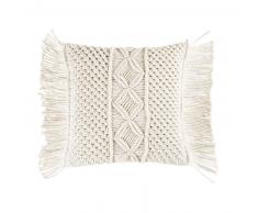 Coussin en coton macramé ivoire 45x45
