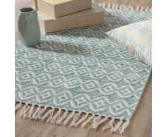 Tapis en coton bleu à motifs 60x90cm COLLIOURE